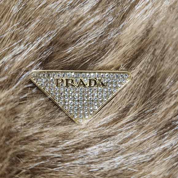 Prada Triangular Gold Rhinstone Brooch - Picture 1 of 4